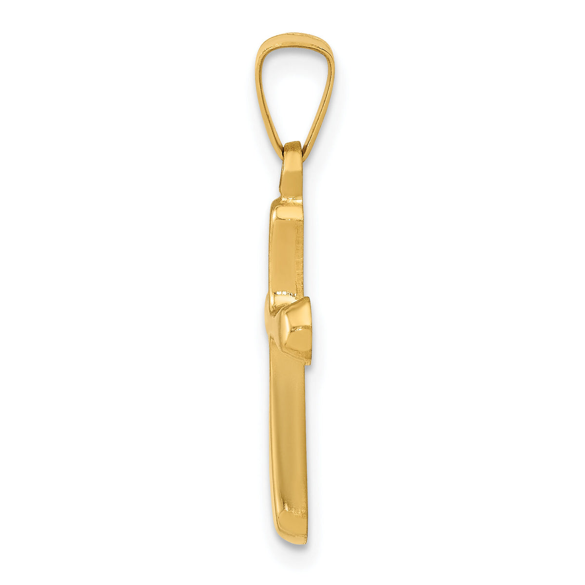 14k Polished Rounded Cross Pendant-XR1558