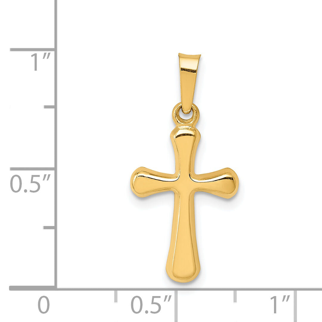 14k Polished Rounded Cross Pendant-XR1558