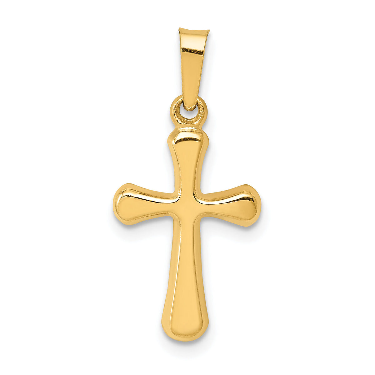 14k Polished Rounded Cross Pendant-XR1558