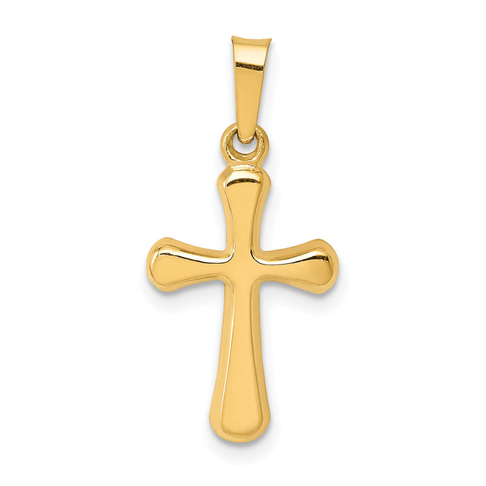 14k Polished Rounded Cross Pendant-XR1558