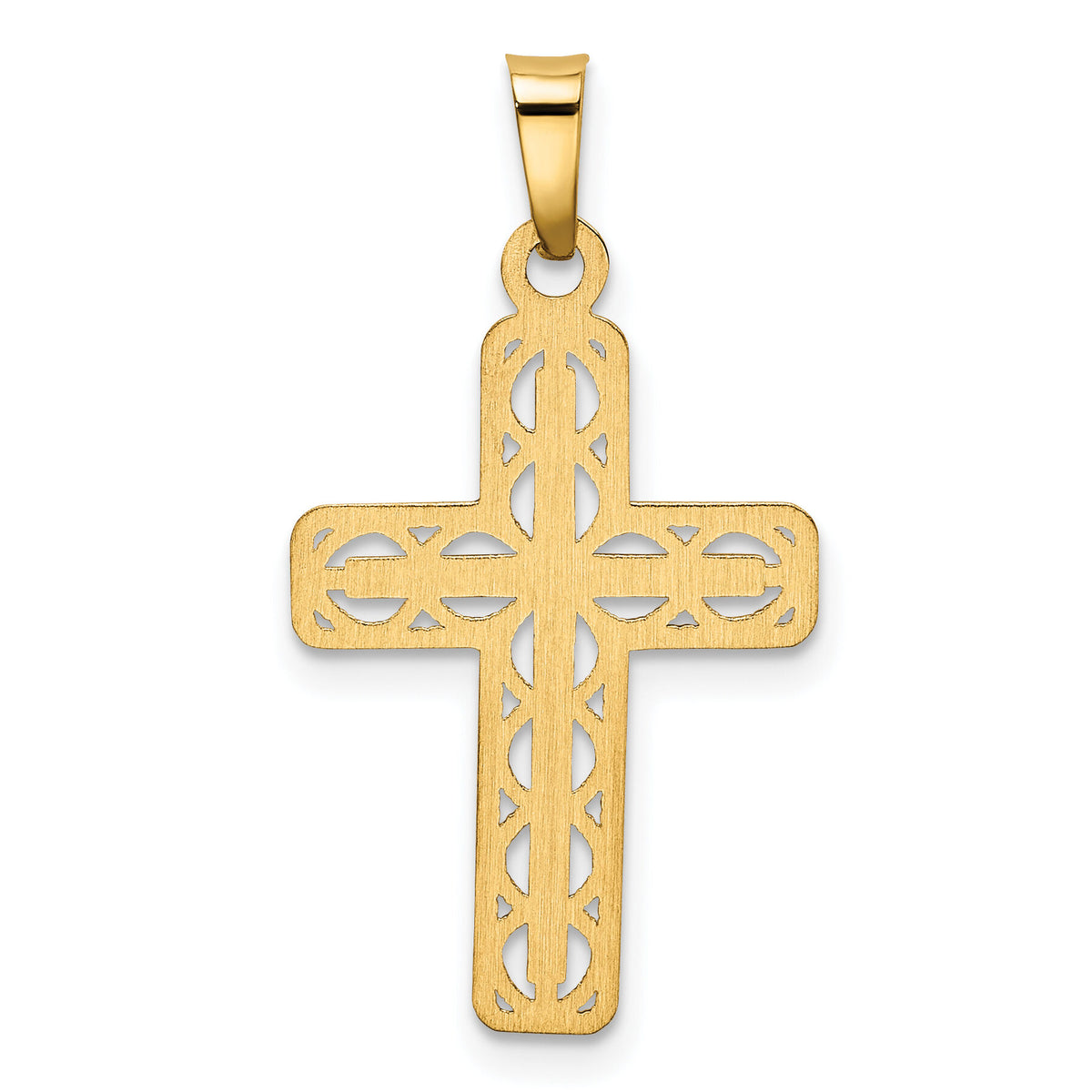 14k Polished Filigree Cross Pendant-XR1561