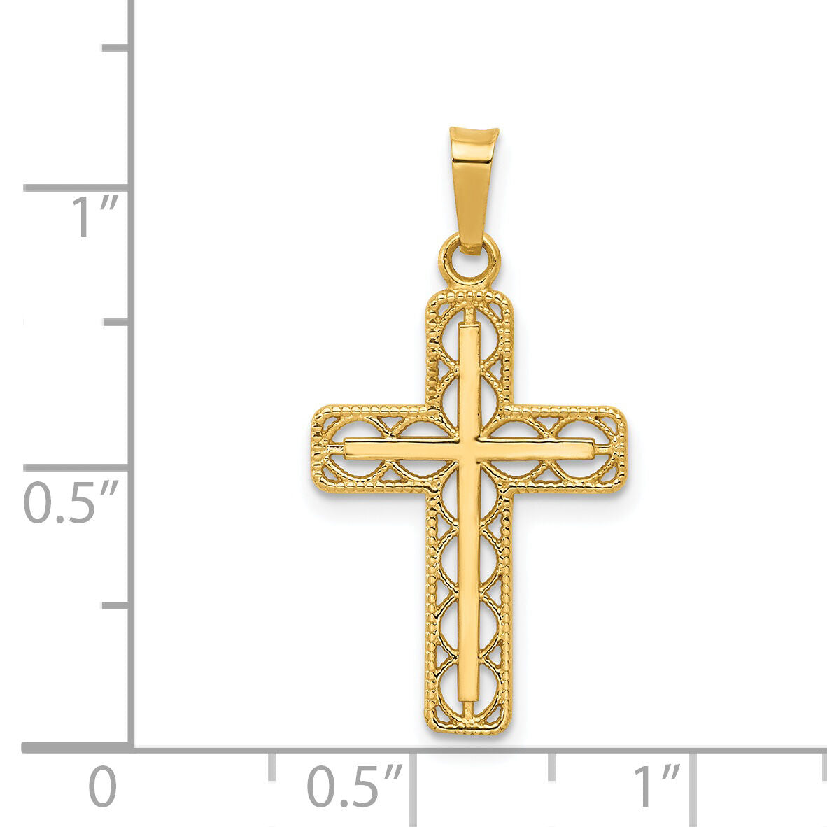 14k Polished Filigree Cross Pendant-XR1561