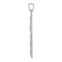 14k White Gold Polished and Satin w/Dots Cross Pendant-XR1565