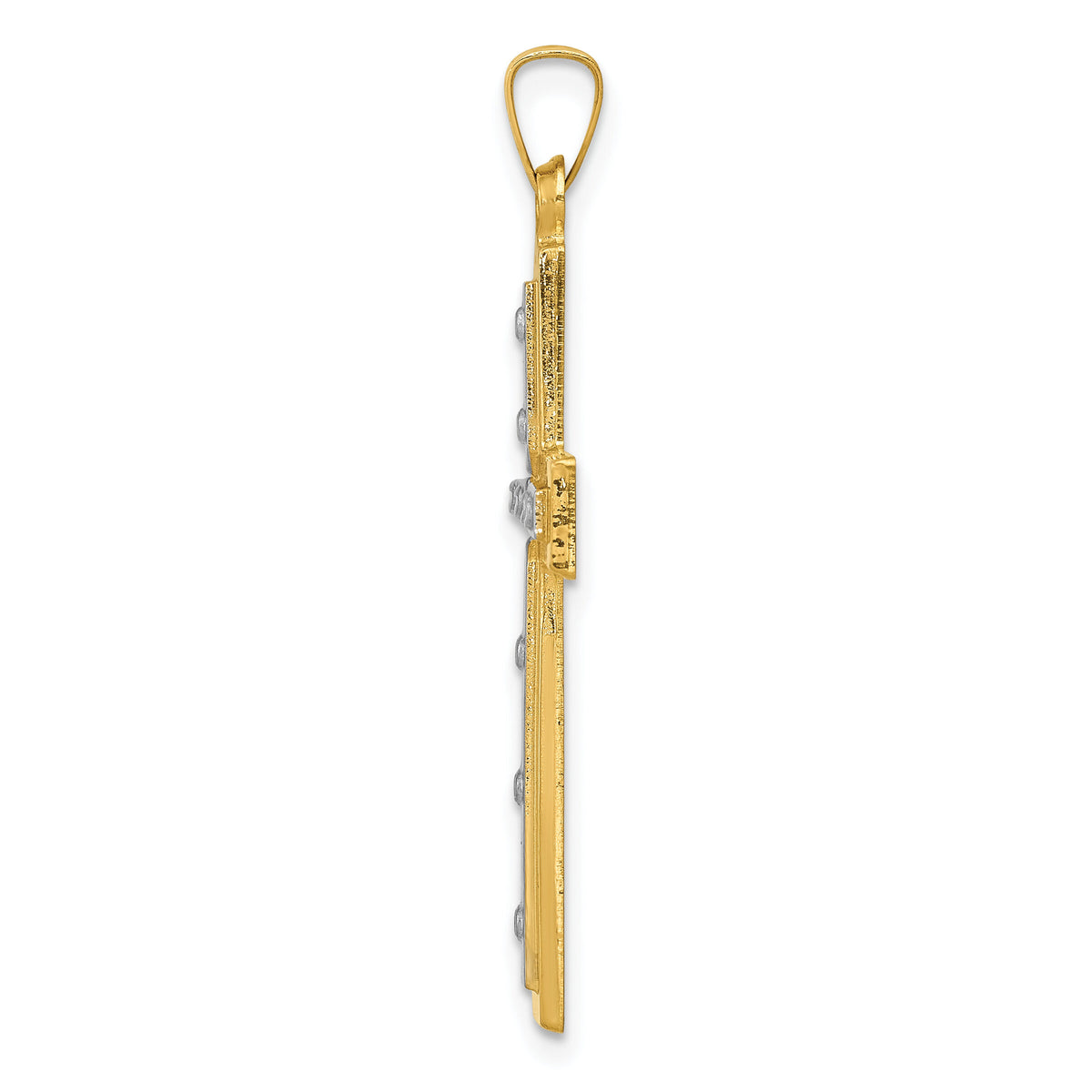 14K W/Rhodium Polished and Satin Cross Pendant-XR1566