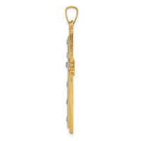 14K W/Rhodium Polished and Satin Cross Pendant-XR1566