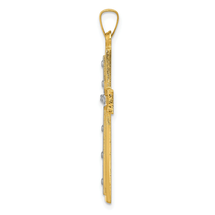 14K W/Rhodium Polished and Satin Cross Pendant-XR1566