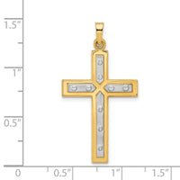 14K W/Rhodium Polished and Satin Cross Pendant-XR1566