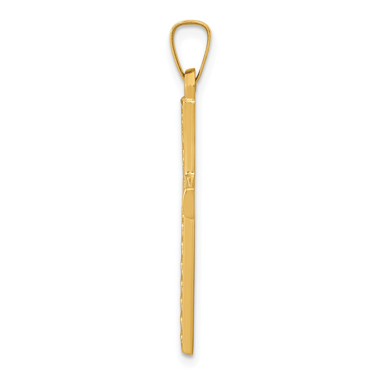 14k Polished Lattice Textured Cross Pendant-XR1575