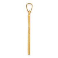 14k Polished Lattice Textured Cross Pendant-XR1575