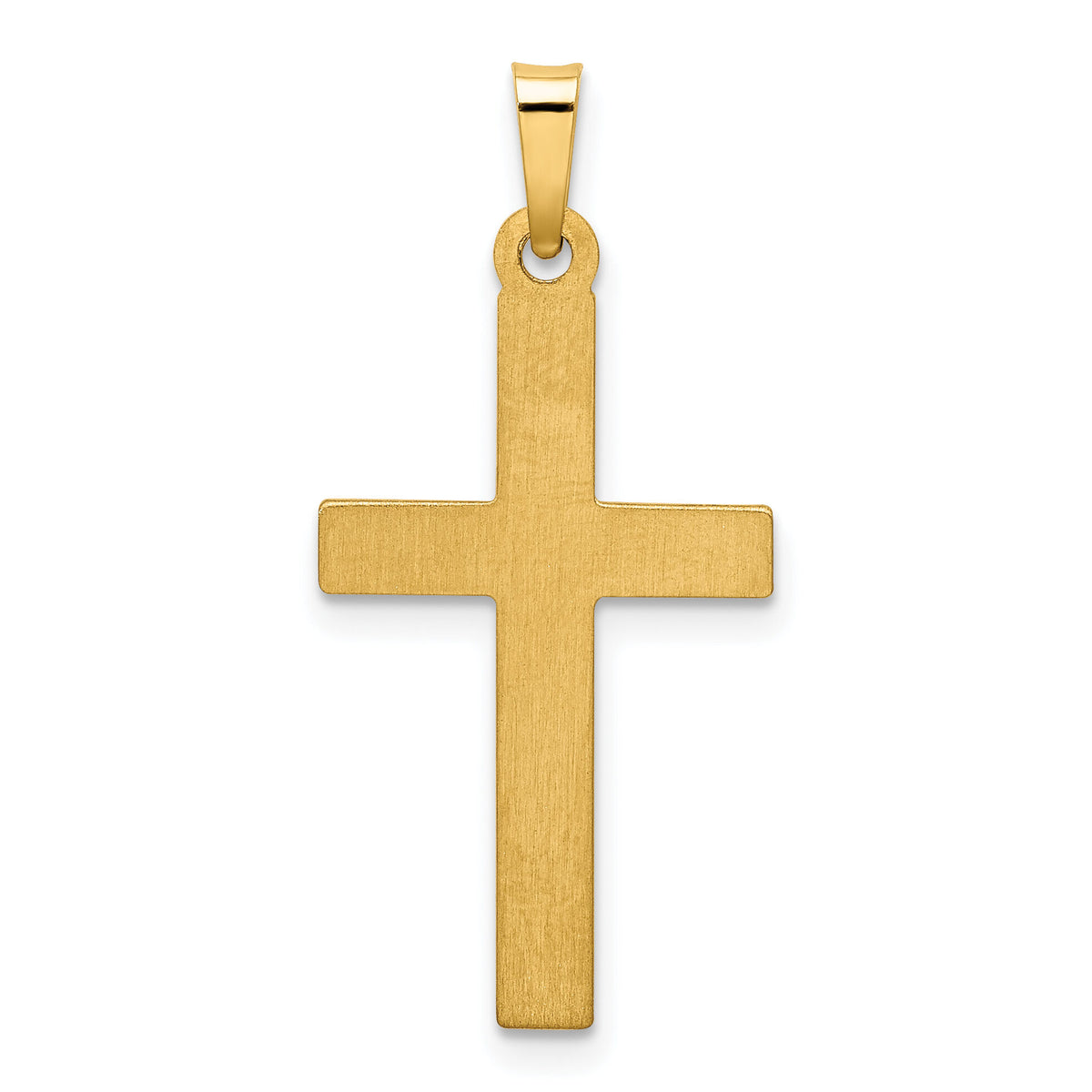 14k Polished Lattice Textured Cross Pendant-XR1575
