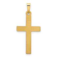 14k Polished Lattice Textured Cross Pendant-XR1575