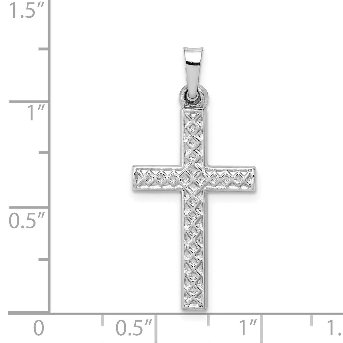 14k White Gold Polished Lattice Cross Pendant-XR1576