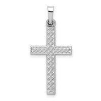 14k White Gold Polished Lattice Cross Pendant-XR1576
