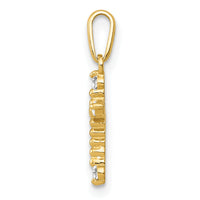 14k Polished Beaded CZ Cross Charm-XR1577