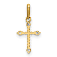 14k Polished Beaded CZ Cross Charm-XR1577