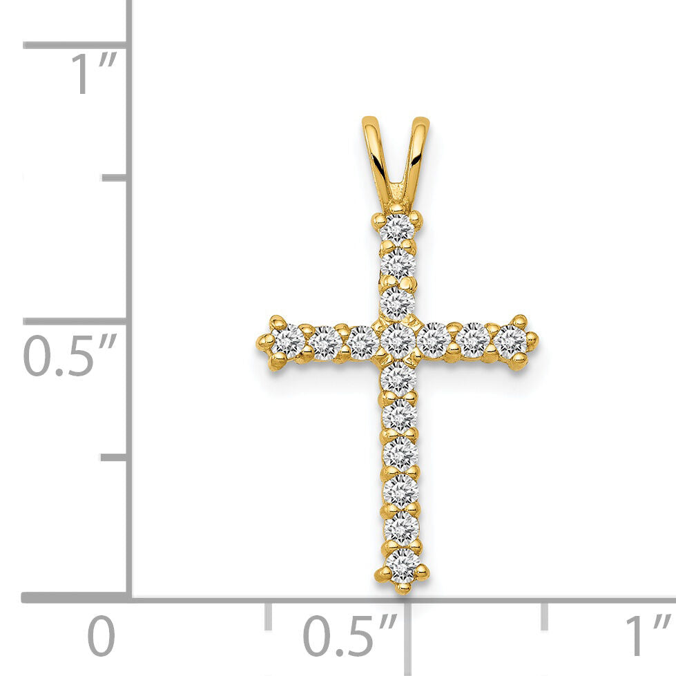 14k Polished CZ Cross Chain Slide-XR1578