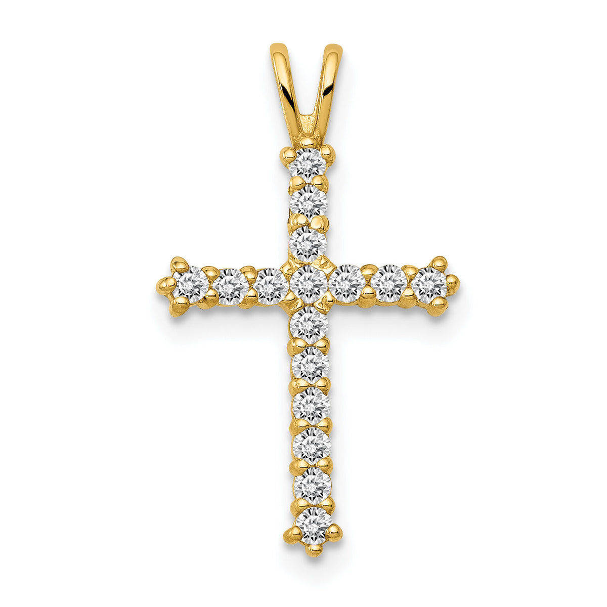 14k Polished CZ Cross Chain Slide-XR1578