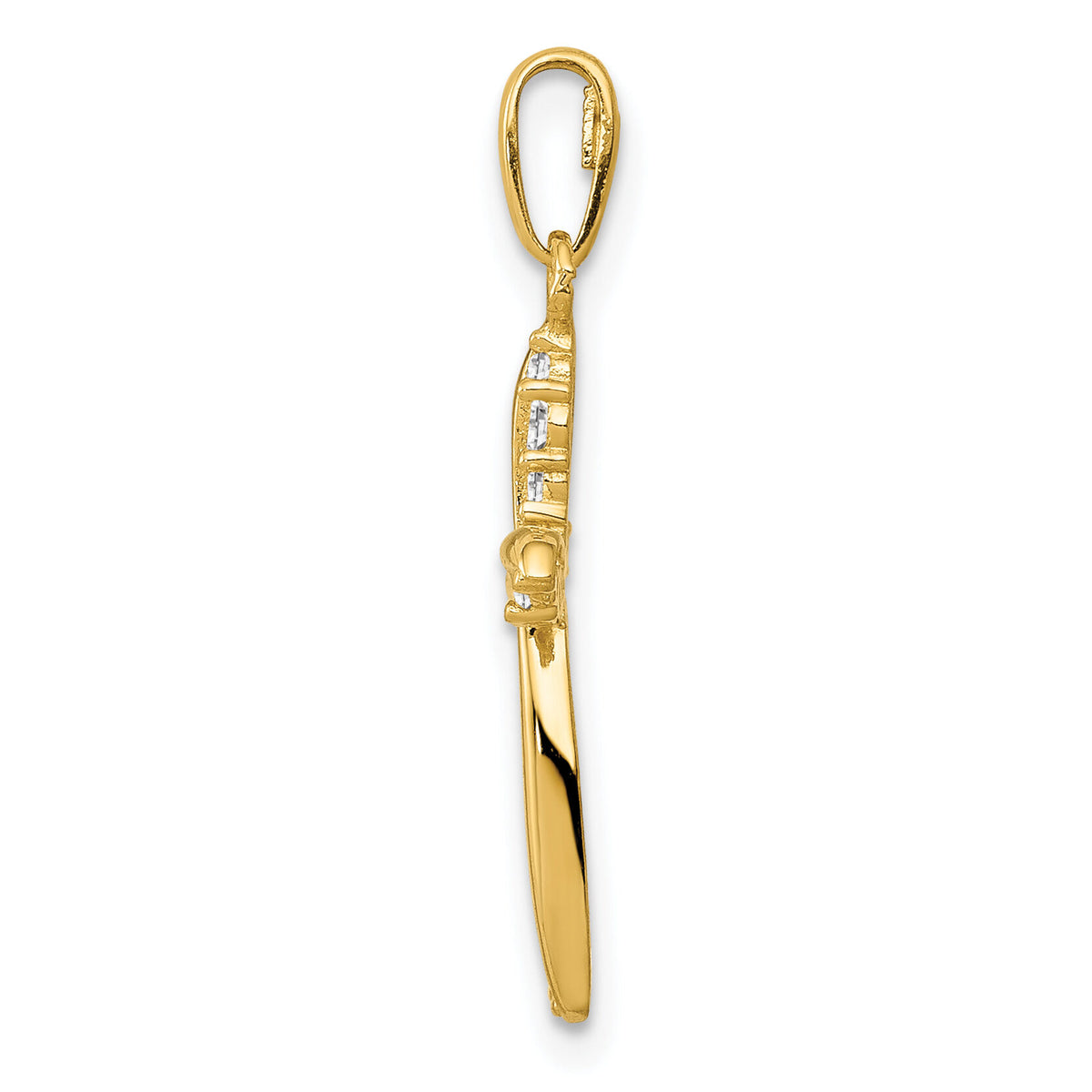 14k Polished CZ Cross Charm-XR1579