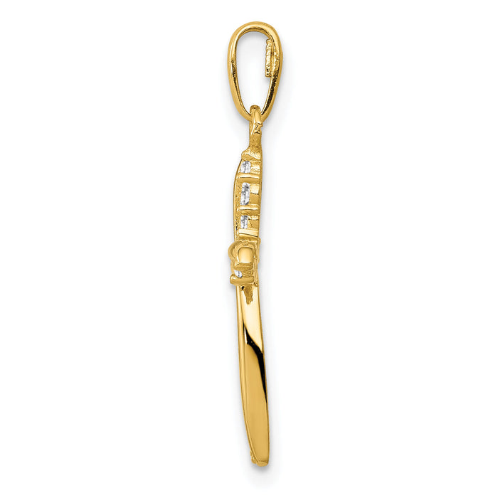 14k Polished CZ Cross Charm-XR1579