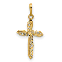 14k Polished CZ Cross Charm-XR1579