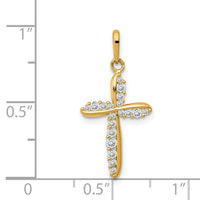 14k Polished CZ Cross Charm-XR1579