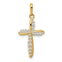 14k Polished CZ Cross Charm-XR1579