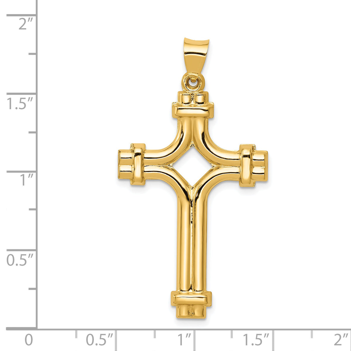 14k Polished Fancy Cross Pendant-XR1583