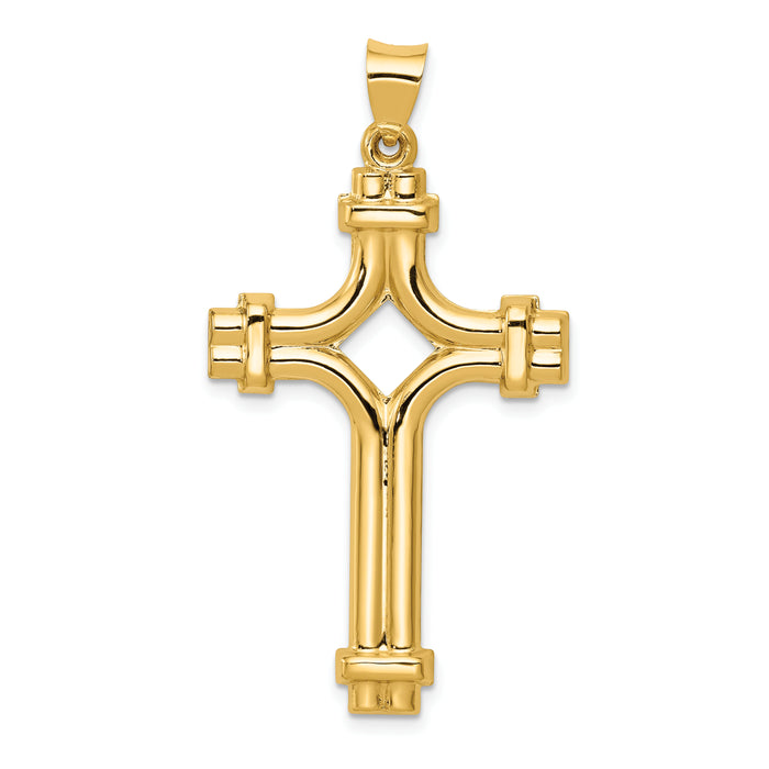 14k Polished Fancy Cross Pendant-XR1583
