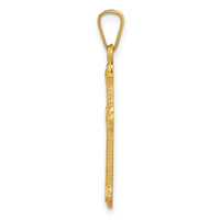 14k Polished Fleur de Lis Cross Pendant-XR1590