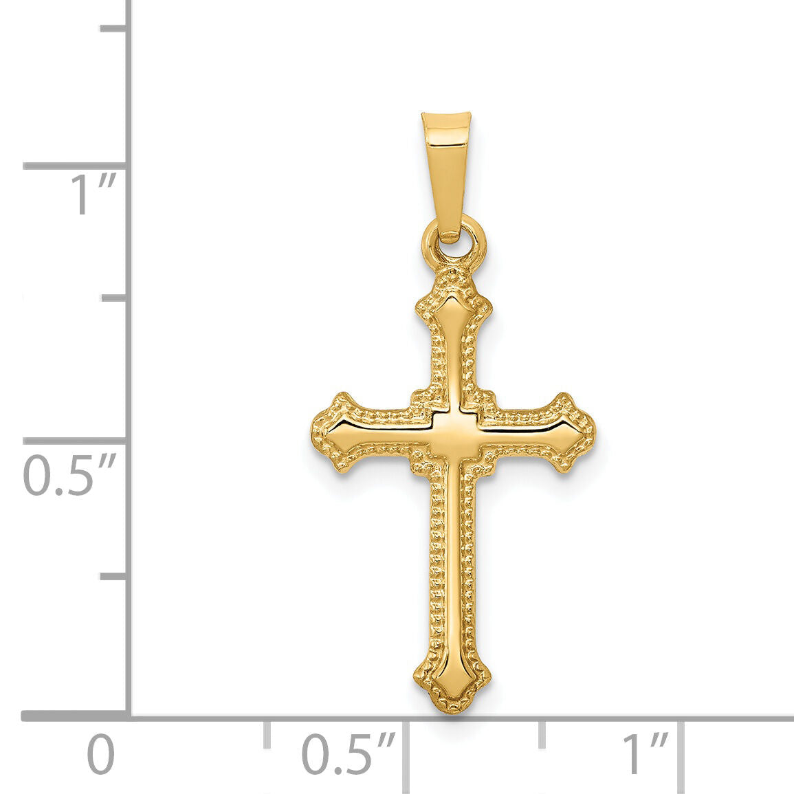 14k Polished Fleur de Lis Cross Pendant-XR1590