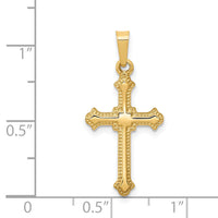 14k Polished Fleur de Lis Cross Pendant-XR1590