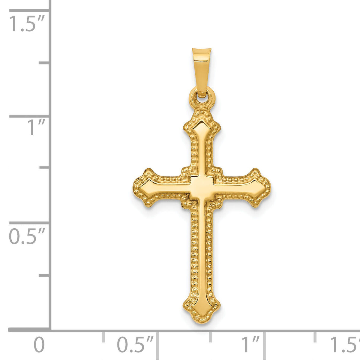14k Polished Fleur de Lis Cross Pendant-XR1596