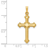 14k Polished Fleur de Lis Cross Pendant-XR1596