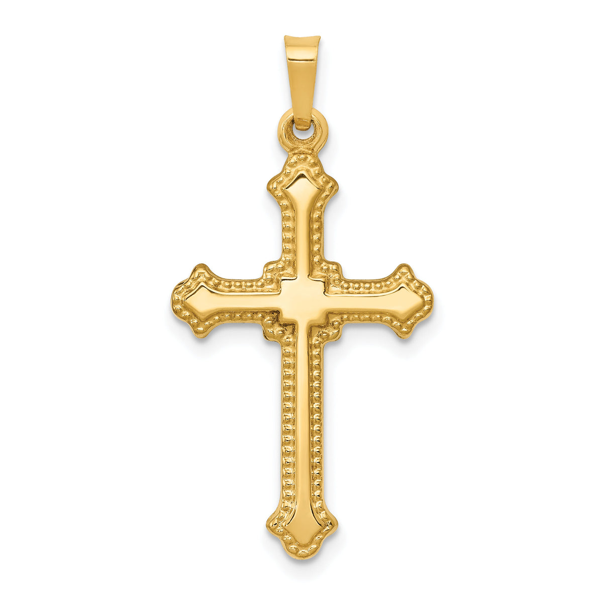 14k Polished Fleur de Lis Cross Pendant-XR1596