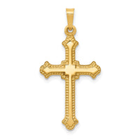 14k Polished Fleur de Lis Cross Pendant-XR1596