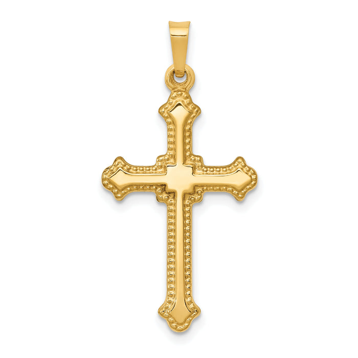 14k Polished Fleur de Lis Cross Pendant-XR1596