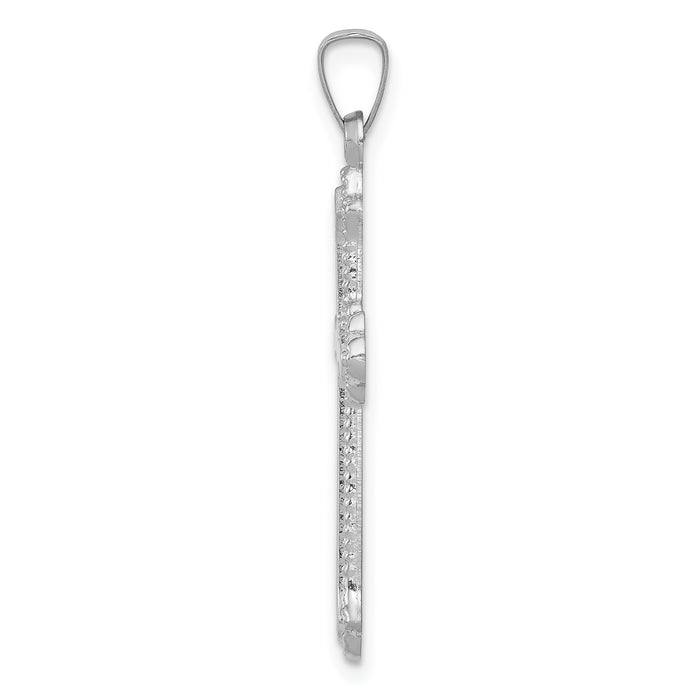 14k White Gold Polished Cross Pendant-XR1597