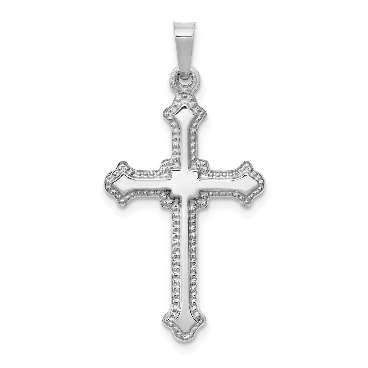 14k White Gold Polished Cross Pendant-XR1597