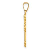14k Polished Budded Cross Pendant-XR1600