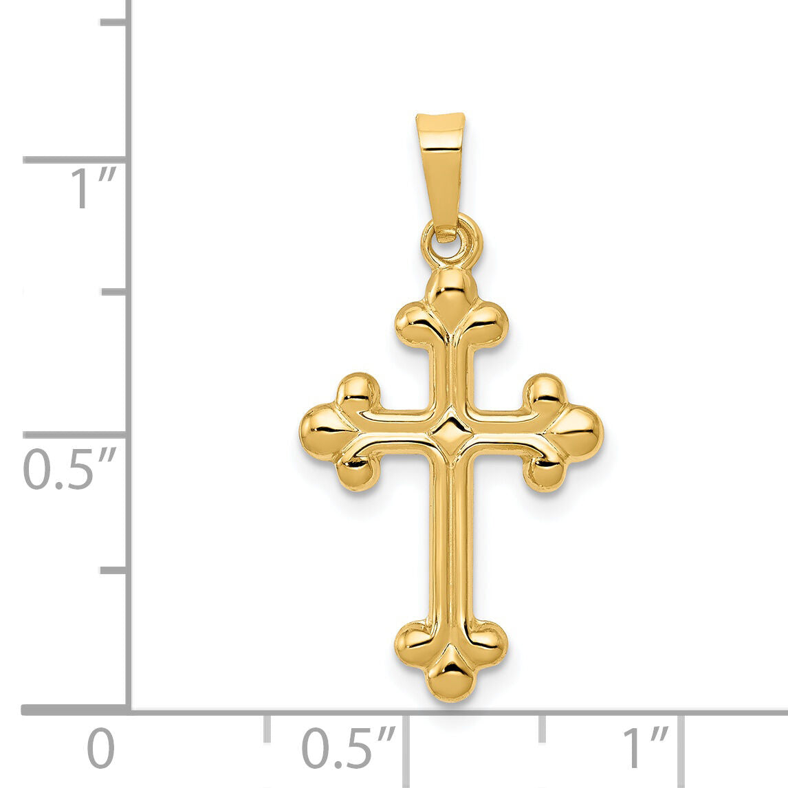 14k Polished Budded Cross Pendant-XR1600