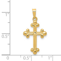 14k Polished Budded Cross Pendant-XR1600