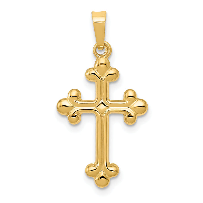 14k Polished Budded Cross Pendant-XR1600