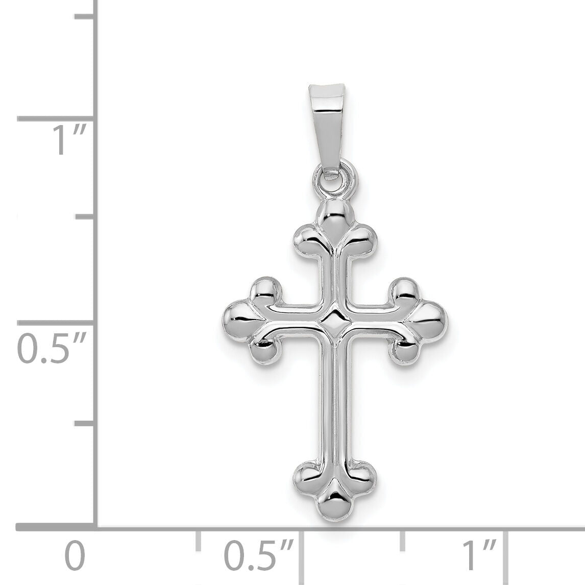 14k White Gold Polished Budded Cross Pendant-XR1601