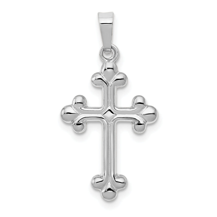 14k White Gold Polished Budded Cross Pendant-XR1601