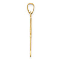 14k Polished Cut-out Fleur de Lis Cross Pendant-XR1603