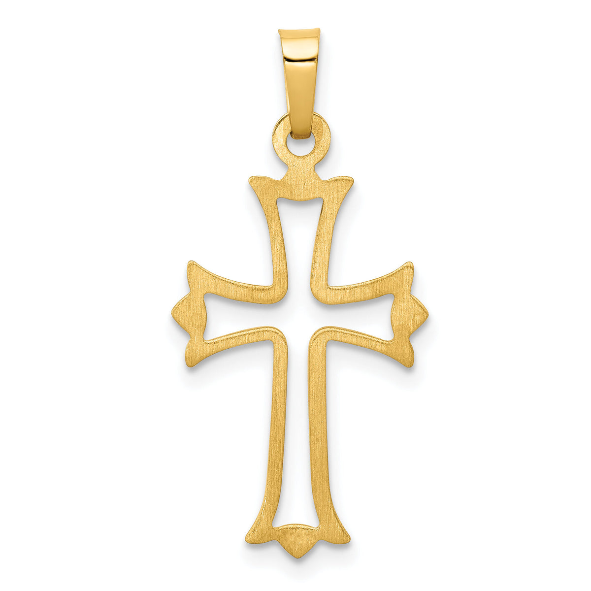 14k Polished Cut-out Fleur de Lis Cross Pendant-XR1603