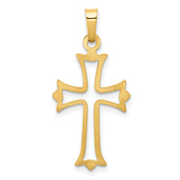 14k Polished Cut-out Fleur de Lis Cross Pendant-XR1603