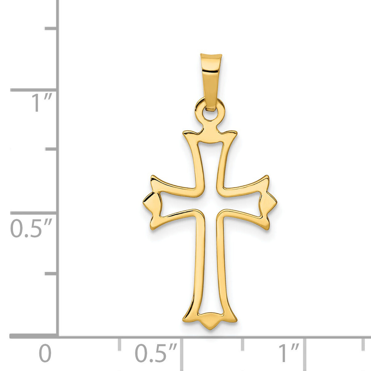 14k Polished Cut-out Fleur de Lis Cross Pendant-XR1603