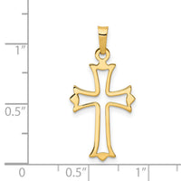14k Polished Cut-out Fleur de Lis Cross Pendant-XR1603