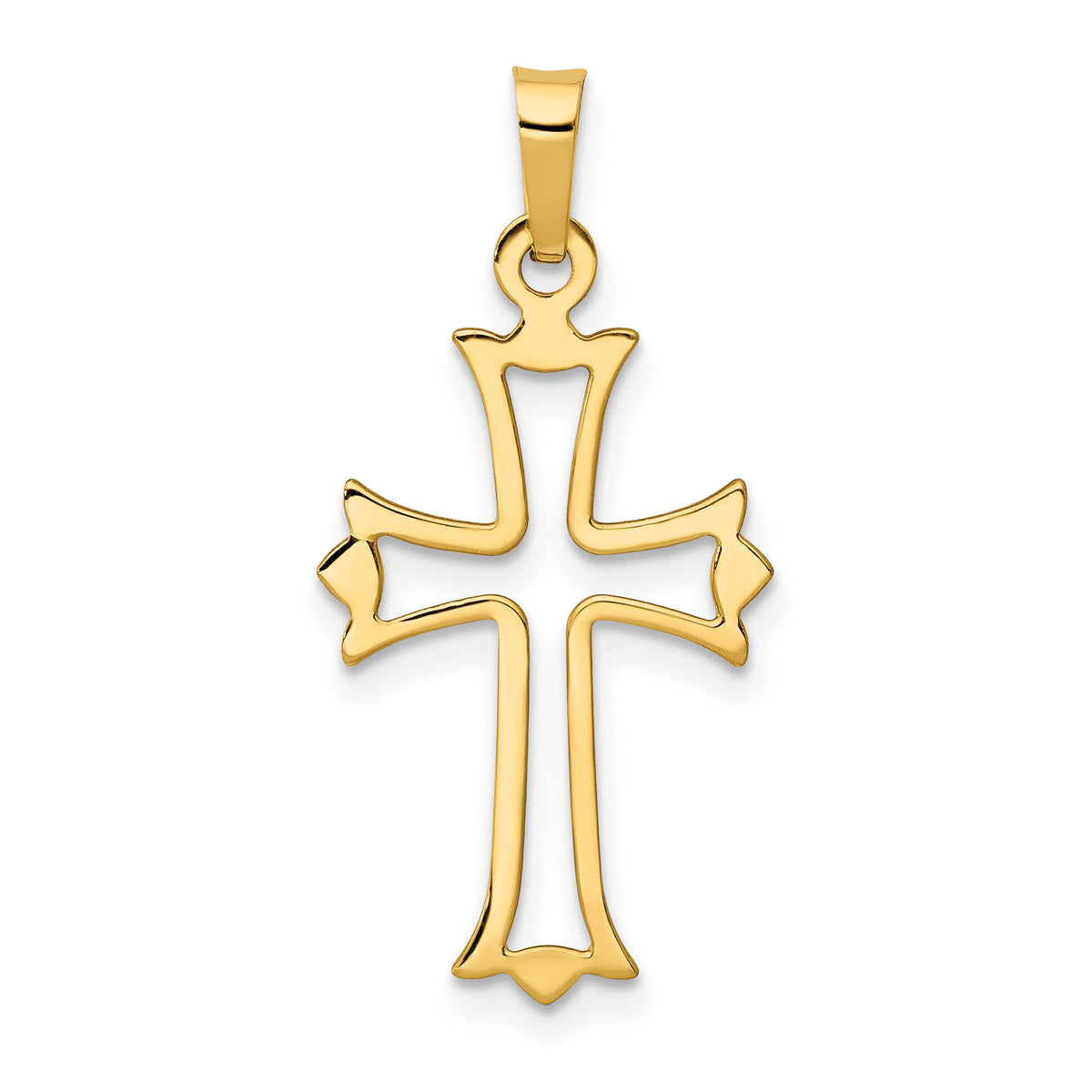 14k Polished Cut-out Fleur de Lis Cross Pendant-XR1603